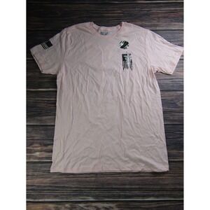 Howitzer Patriot Mens Large Pink T Shirt Military USA America Flag Honor Glory